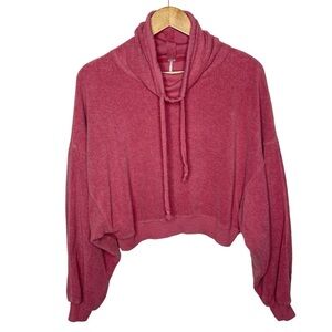 Free People French Terry Fleece Cowl Neck Pullover Oversized XS